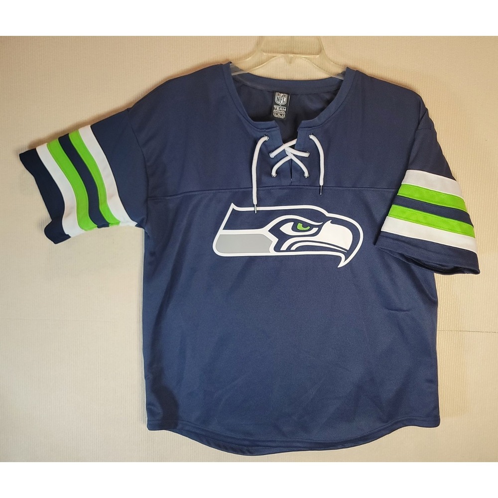 Seattle Seahawks shirt short sleeve large logo on front quarter front ties XL